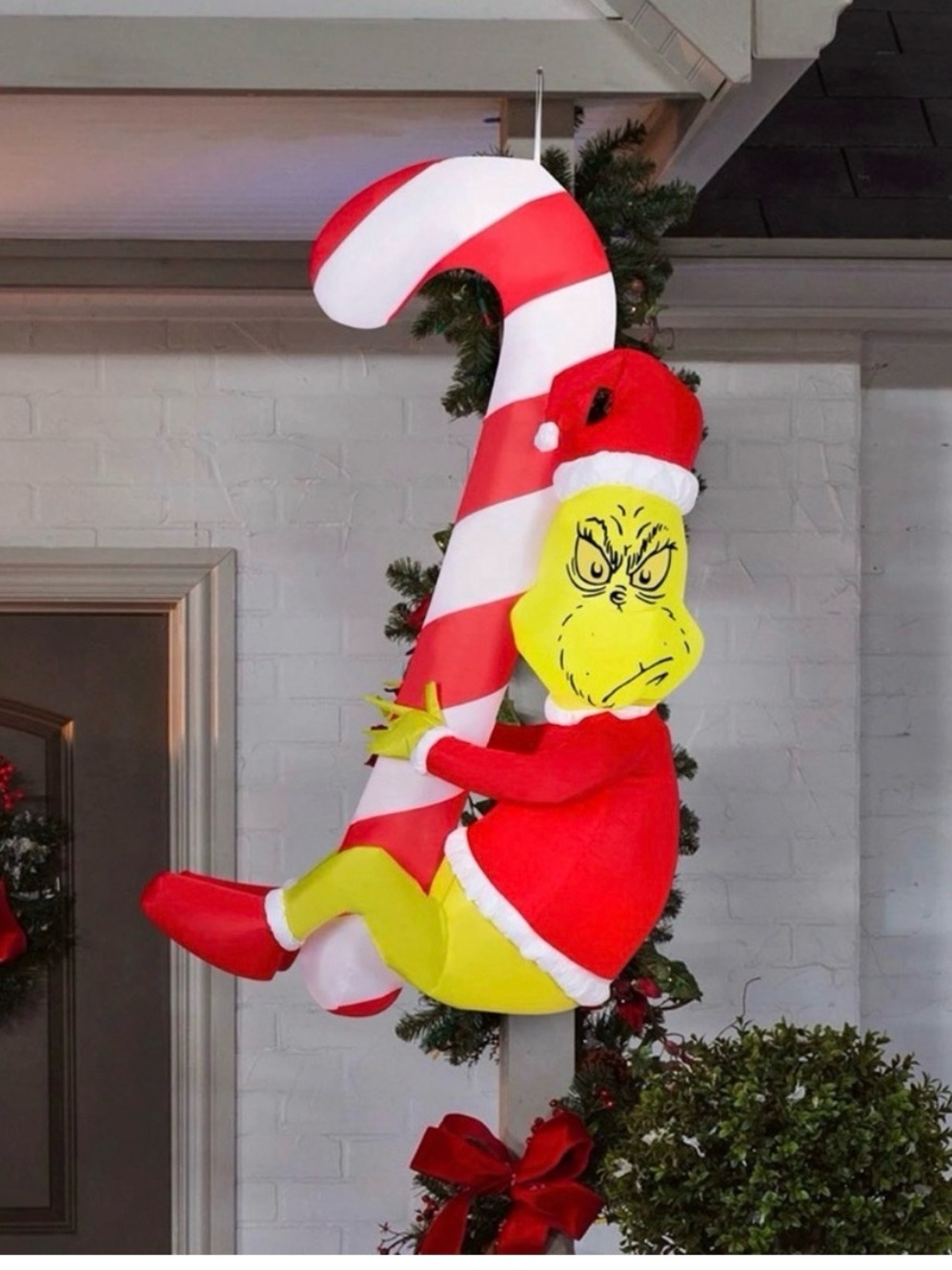Dr Seuss The Grinch Hanging Candy Cane Holiday Inflatable Decor